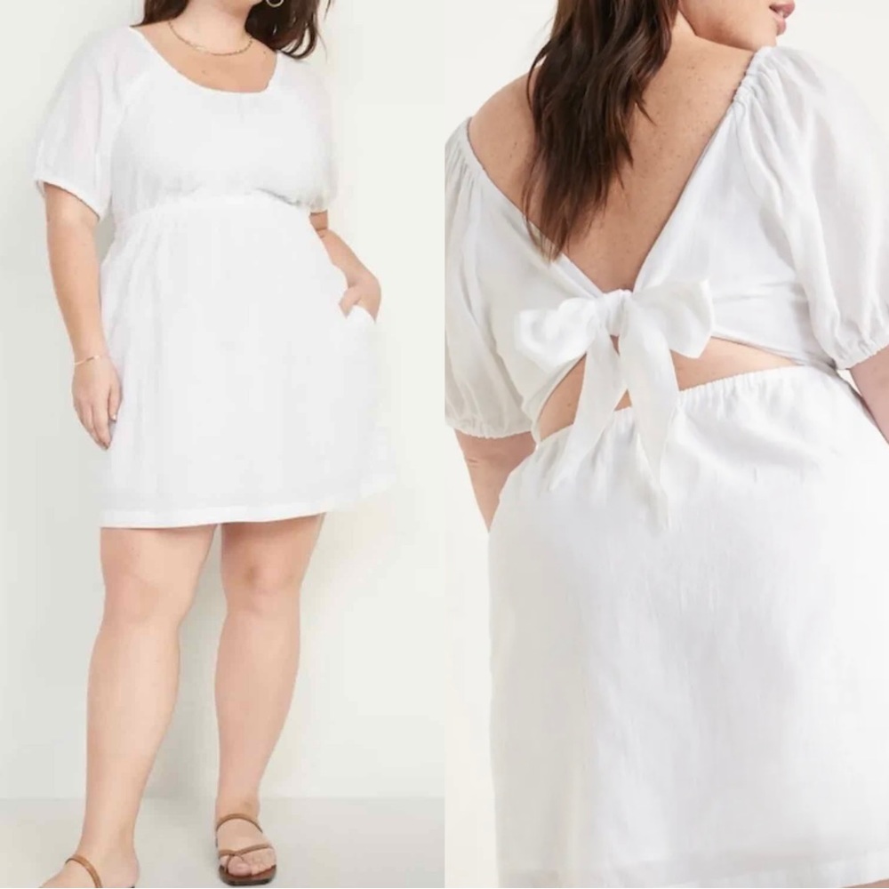 ⚡️ NEW | Puff Sleeve Tie Back Cut Out Swing Mini Dress